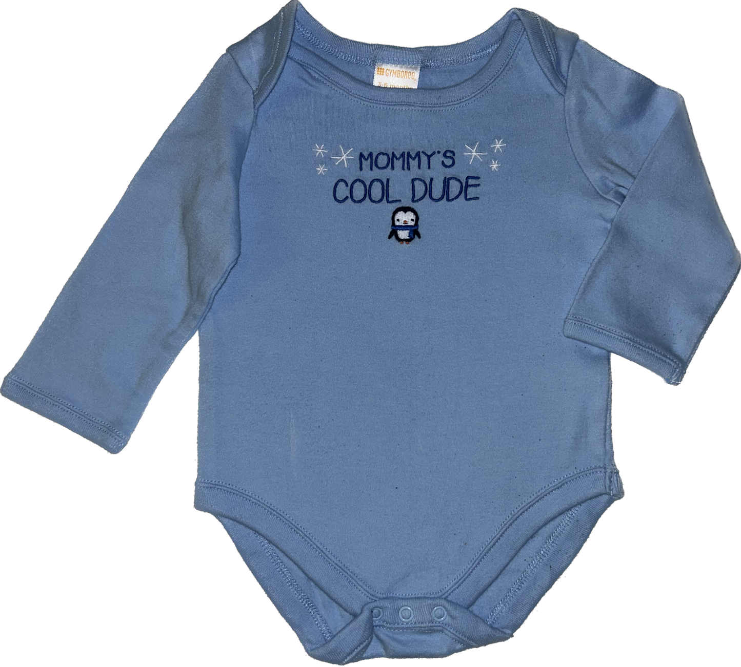 Gymboree • 3-6 months Long Sleeve Penguin Onesie ‘mommy’s cool dude’