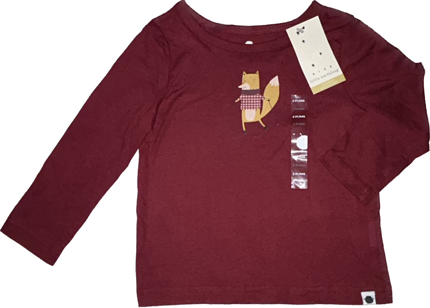 Little Earthling • Size 2/3 years Long Sleeve Skiing Fox Shirt