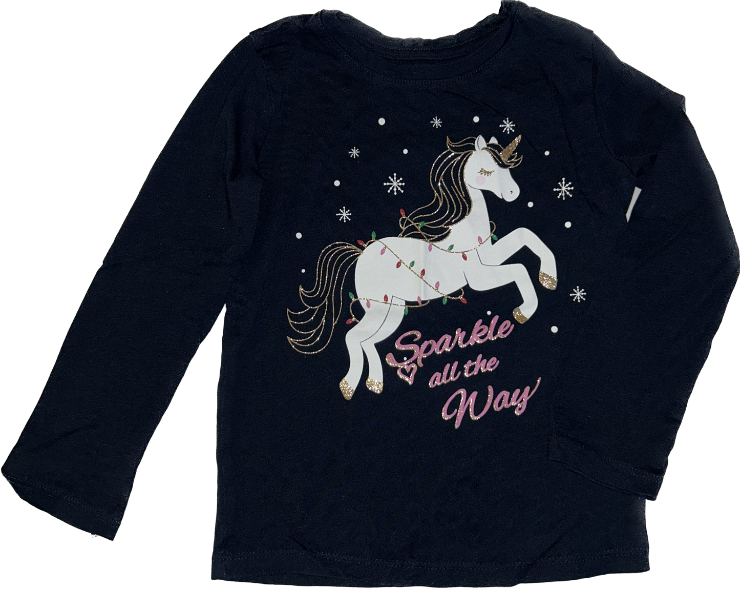 George • Size 4/5 Long Sleeve Shirt Unicorn with Christmas Lights