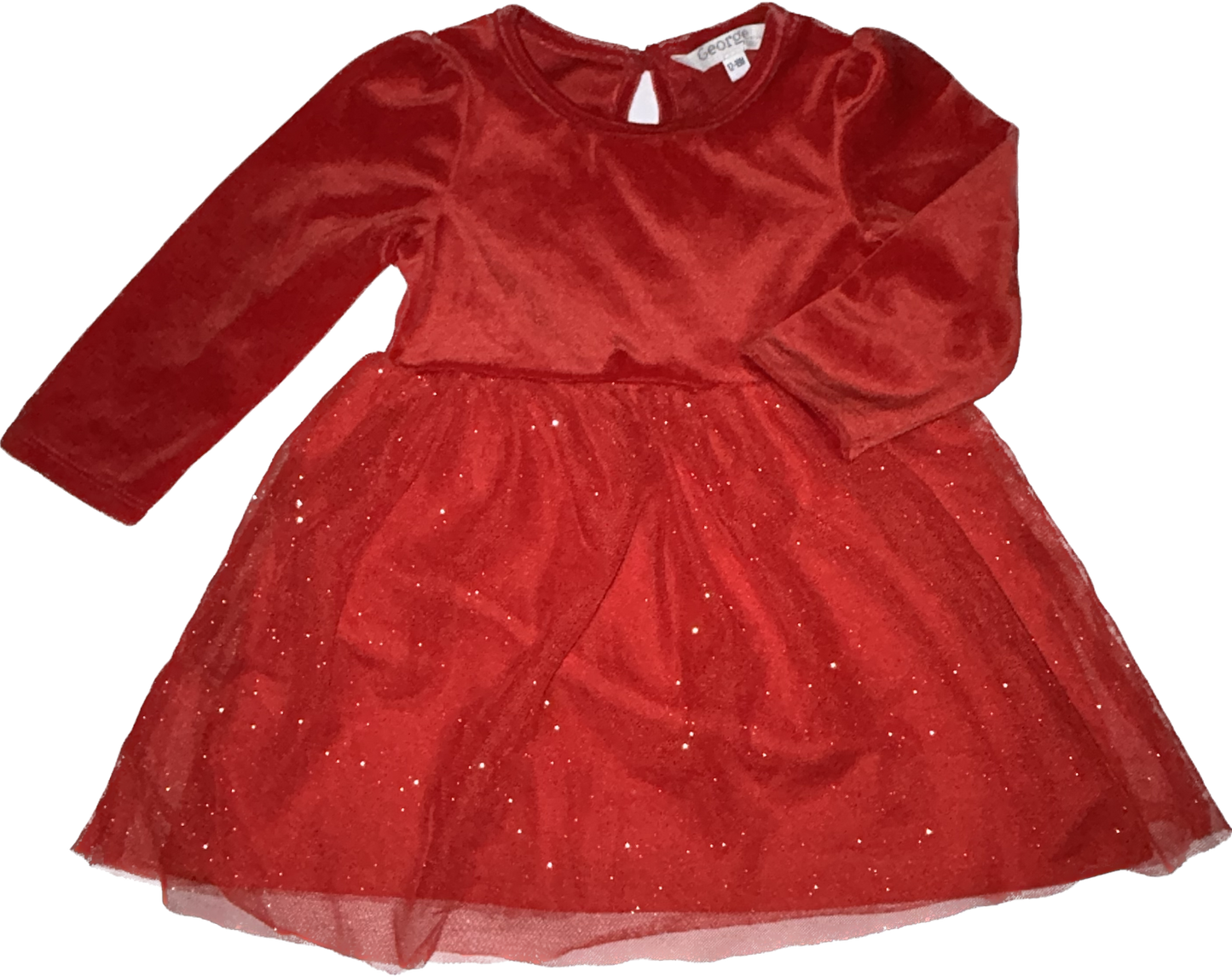 George • 12-18 months Long Sleeve Dress with Crushed Velvet Top & Sparkly Tule Skirt