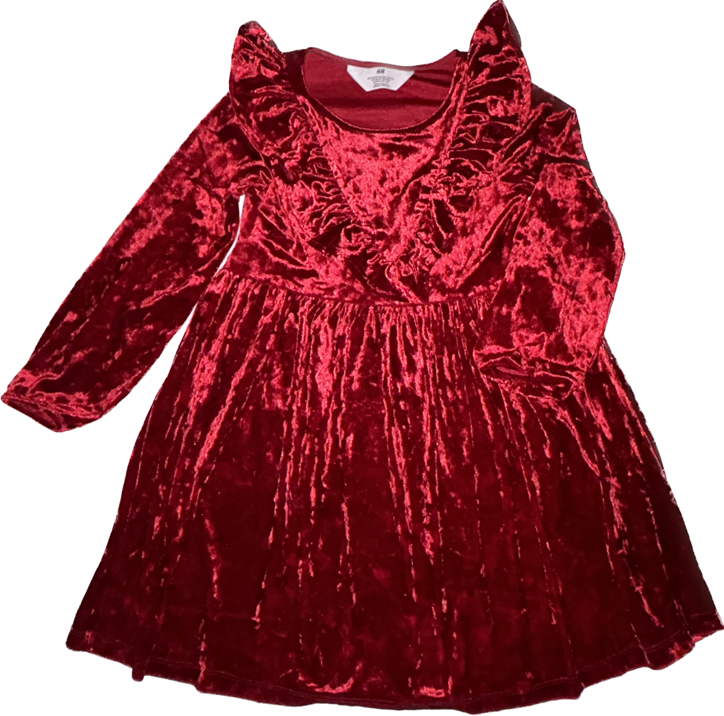 H&M • Size 5/6 Crushed Velvet Red Dress