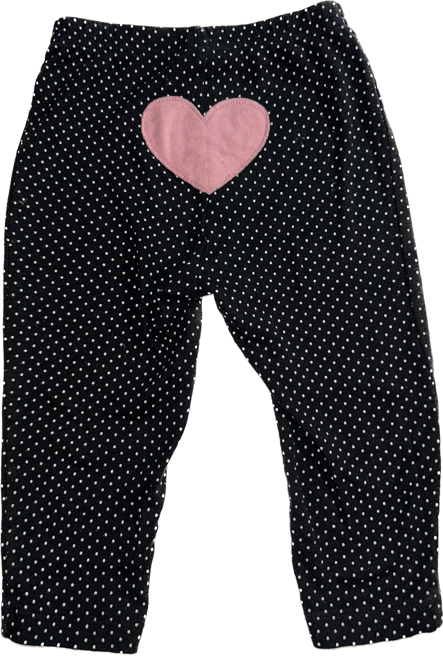 Child of Mine by Carters • 12 months Black Polka Dot Leggings with Pink Heart