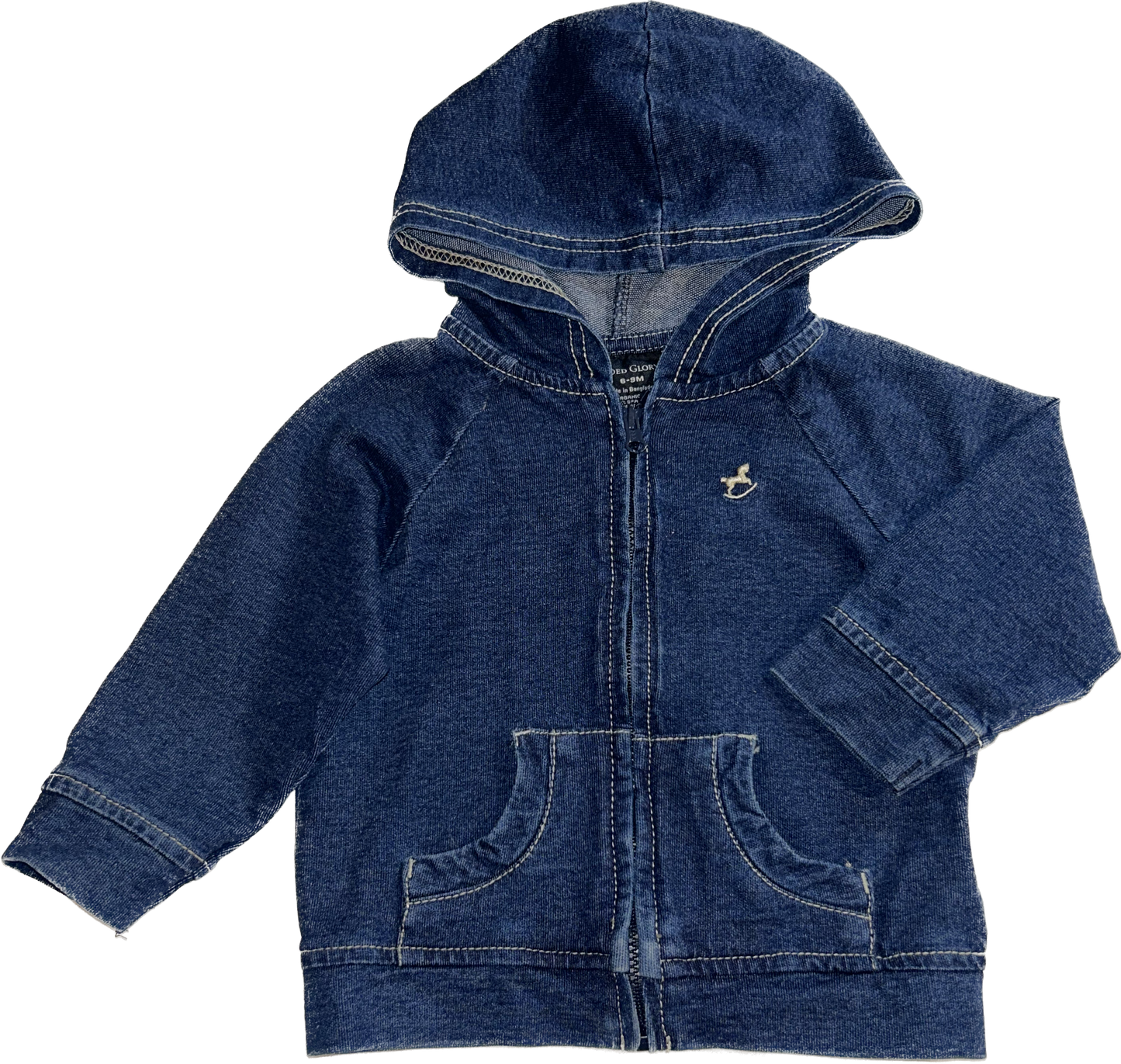 Faded Glory • 6-9 months Denim Style Zipper Hoodie