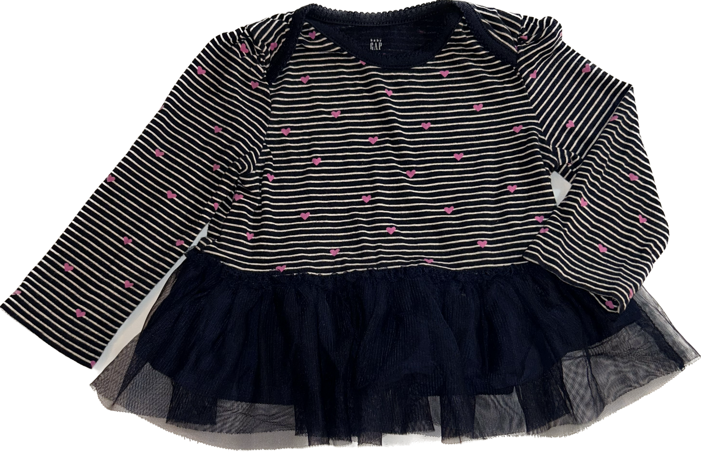 Baby Gap • 18-24 months Heart Striped Dress with Tule Overlay