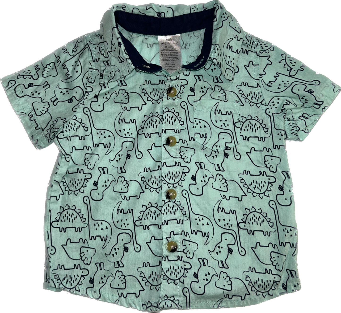 Little Beginnings • 18 months Collared Button-Down Dinosaur Shirt