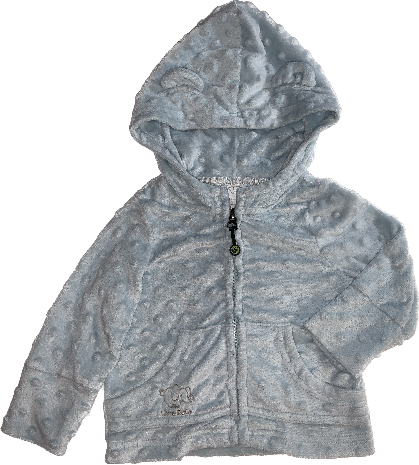 Lime Baby • 6-12 months Baby Blue Minky Dot Zip-Up Hoodie