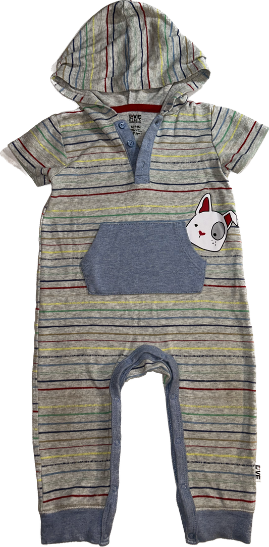 Love Ellen Degeneres •12-18 months Striped with Hooded OnePiece with Kangaroo Pouch