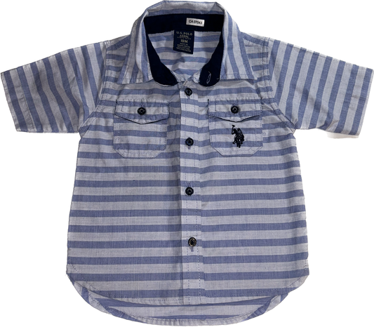 U.S. Polo Assn • 18 months Striped Collar Button-Up Shirt